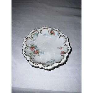 4 Antique Ornate MZ Austria Bowls Handpainted Roses Scalloped Gold Gilt 5 Inch